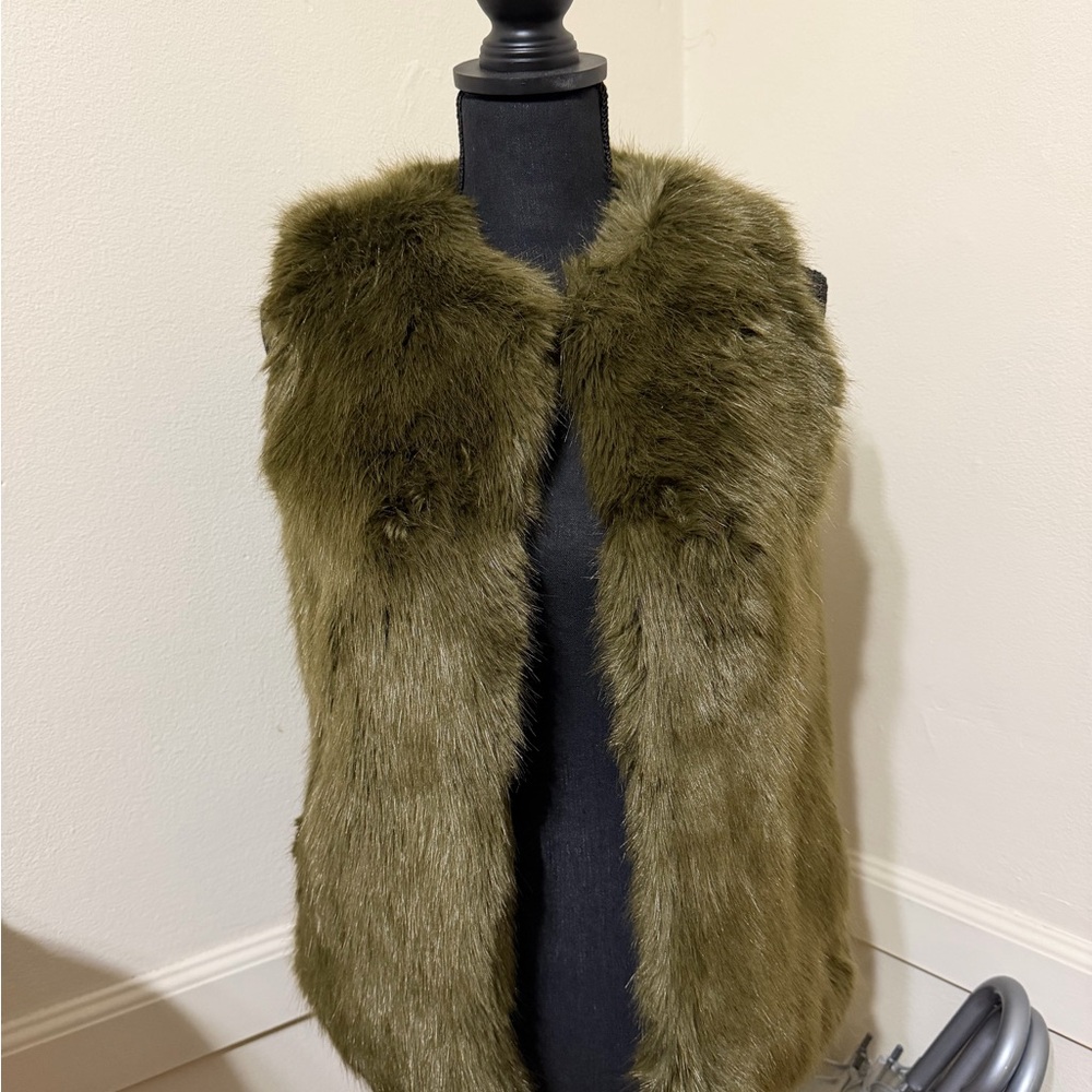 Scotch & Soda Olive Faux Fur Vest